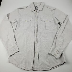 Flying Machine Gray Stripe Western Style Button Front L/S Shirt Size M‎